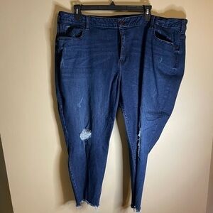Lane Bryant Distressed Denim Jeans with frayed hem Size 28